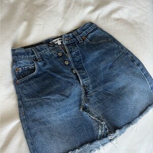 Re/Done Levi's Medium Blue Button-Front Denim Skirt